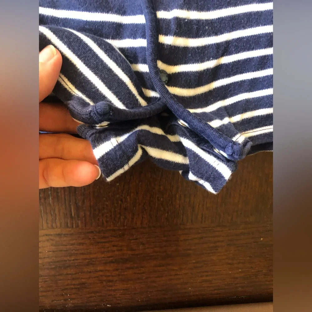 Ralph Lauren Classic Short Sleeve Navy & White Stripes Shorts Romper 6 Mo